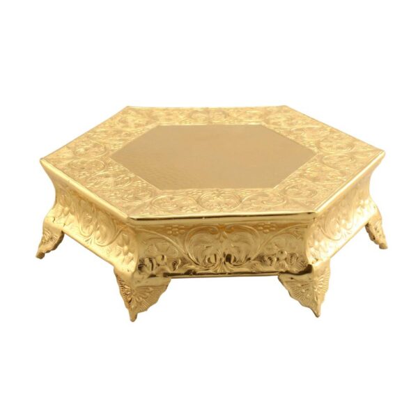 Benzara Hexagonal 16 in. Gold Metal Wedding Cake Stand