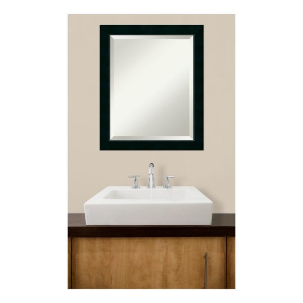 Amanti Art Nero 19 in. W x 23 in. H Framed Rectangular Bathroom Vanity Mirror in Black