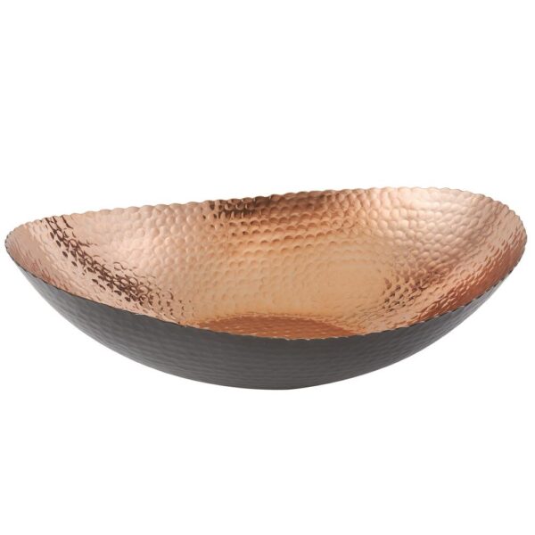 Elegance 14.5 in. by 11 in. Large Oval Bowl in Black and Copper