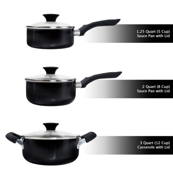 Classic Cuisine Allumi-Shield 15-Piece Aluminum Nonstick Cookware Set in Black