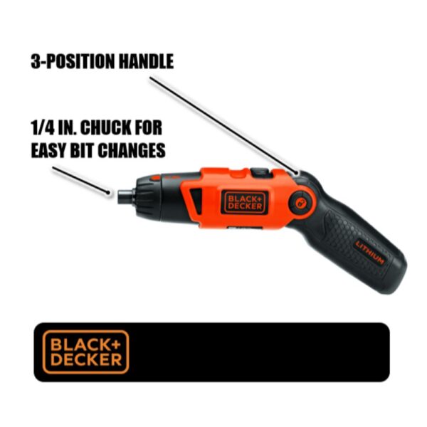 BLACK+DECKER 3.6-Volt Lithium-Ion Cordless Rechargeable 1/4 in. 3-PositIon Cordless Rechargeable Screwdriver with Charger