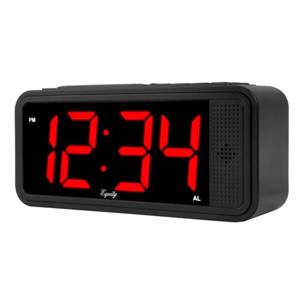 Equity by La Crosse Red 1.8 in. LED Quick Set Electric Alarm Table Clock with HI/LO Dimmer