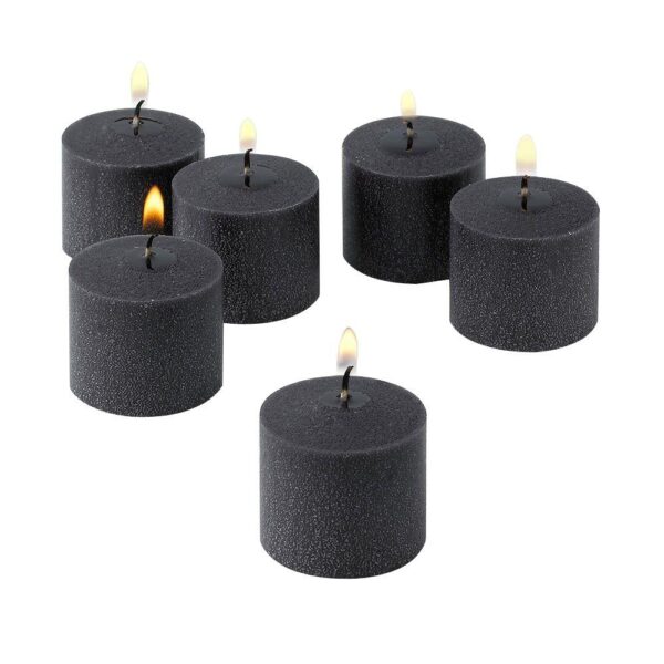 Light In The Dark 10 Hour Black Unscented Votive Candles (Set of 12)