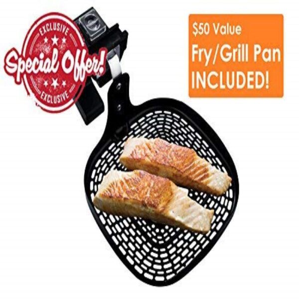 Ovente 3.2 Qt. Black Air Fryer Grill Pan and Non-Stick Frying Basket Auto Shut-Off 6 Cooking Presets Touch Sensor