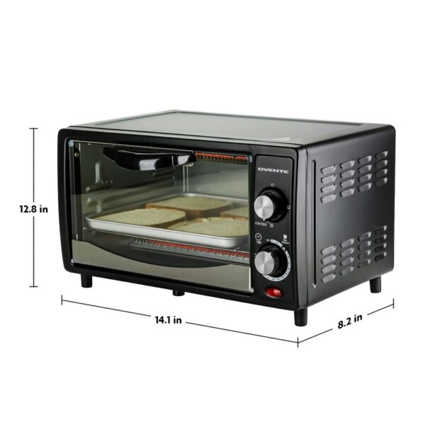Ovente 800-Watts Electric Black Toaster Oven 3 Cooking Modes 30 Min Timer Crumb Tray, Tempered Glass Door