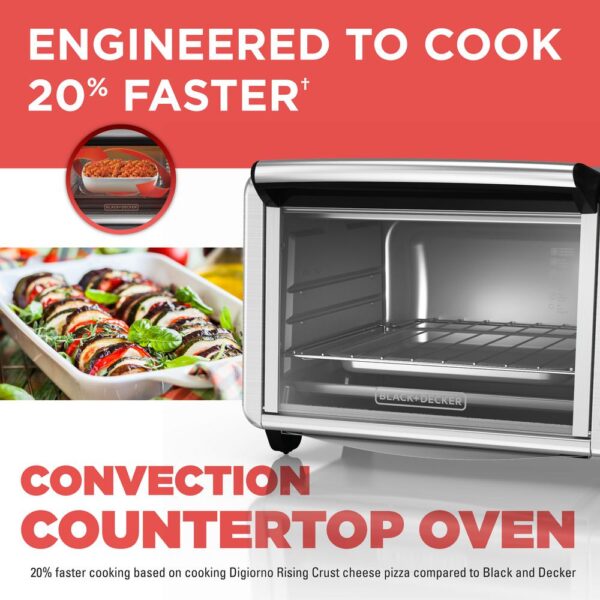 BLACK+DECKER 1500 W 6-Slice Black and Silver Convection Toaster Oven
