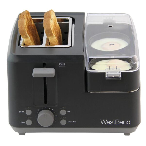 West Bend Breakfast Station 2-Slice Black Wide Slot Toaster with Removable Crumb Tray