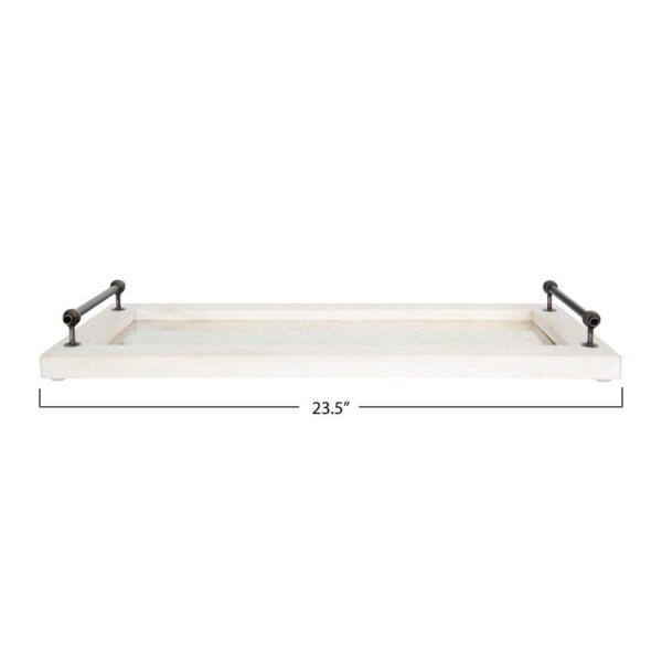 3R Studios White Decorative Tray with Handles