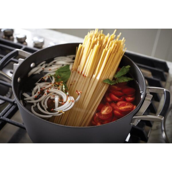 Calphalon Select Space Saving 6 qt. Hard-Anodized Aluminum Nonstick Stock Pot in Black with Glass Lid