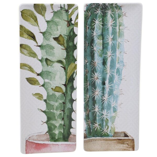 Certified International Cactus Verde  2-Piece Ceramic Rectangular Platter Set
