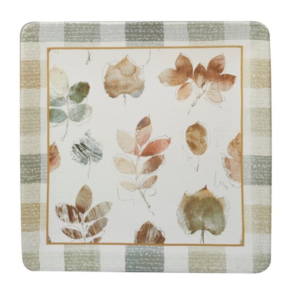 Certified International A Woodland Walk 12.5 in. Grey and Sepia Ceramic Square Platter