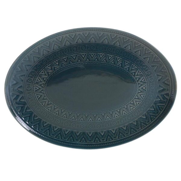 Certified International Multi-Colored 15.75 in. Aztec Teal Oval Platter