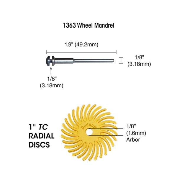 Dedeco Sunburst 7/8 in. Dual Radial Discs - 1/16 in. Fine 400-Grit Arbor Rotary Cleaning and Polishing Tool (48-Pack)