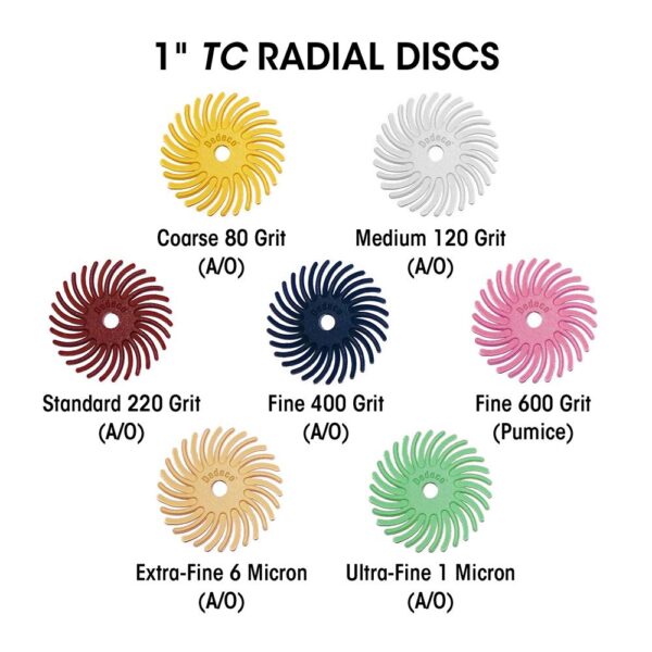 Dedeco Sunburst 7/8 in. Knife-Edge Radial Discs - 1/16 in. Fine 400-Grit Arbor Rotary Polishing Tool (12-Pack)