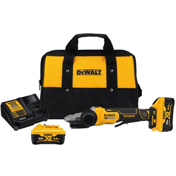 DEWALT 20-Volt MAX XR Cordless Brushless 5 in. Flathead Paddle Switch Small Angle Grinder with (2) 20-Volt 6.0Ah Batteries