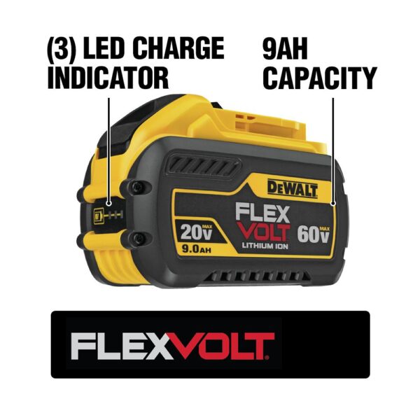DEWALT FLEXVOLT 60-Volt MAX Brushless 4-1/2 in. - 6 in. Small Angle Grinder, (2) FLEXVOLT 9.0Ah Batteries & Reciprocating Saw