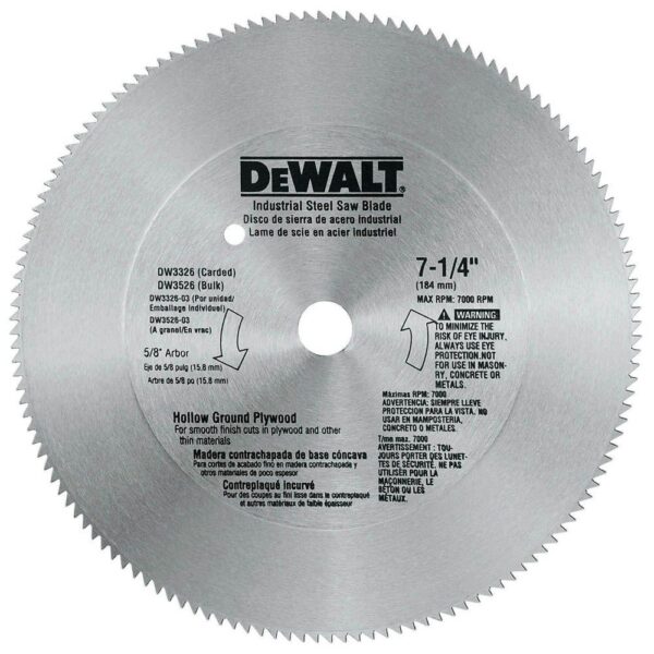 DEWALT 7-1/4 in. 140-Teeth Steel Plywood Saw Blade