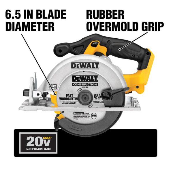 DEWALT 20-Volt MAX Cordless 6-1/2 in. Circular Saw with (1) 20-Volt Battery 5.0Ah & Charger