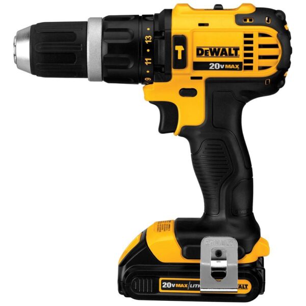 DEWALT 20-Volt MAX Cordless Compact 1/2 in. Hammer Drill/Driver with (2) 20-Volt 1.3Ah Batteries, Charger & Bag