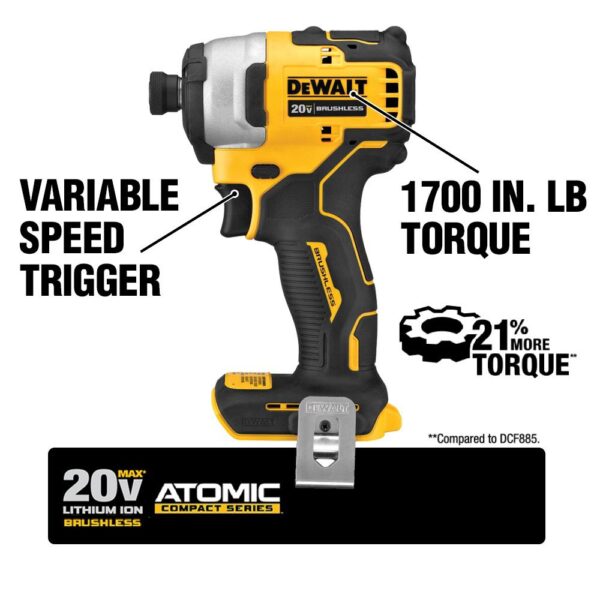 DEWALT ATOMIC 20-Volt MAX Cordless Brushless Compact 1/4 in. Impact Driver with Toughsystem Case