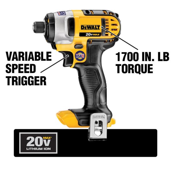 DEWALT 20-Volt MAX Cordless 1/4 in. Impact Driver (Tool-Only)