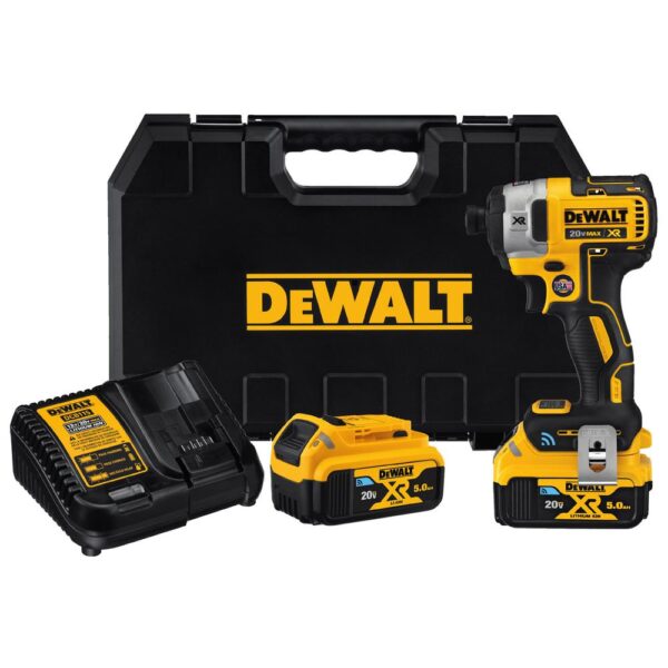 DEWALT 20-Volt MAX XR with Tool Connect Cordless Brushless 1/4 in. Impact Driver with (2) 20-Volt 5.0Ah Batteries & Charger