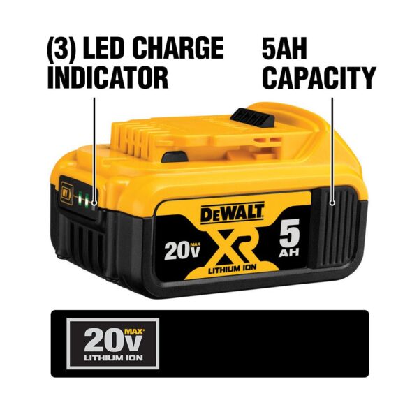 DEWALT 20-Volt MAX XR Cordless Brushless 1/2 in. High Torque Impact Wrench Detent Pin, (1) 20-Volt 5.0Ah Battery & Charger