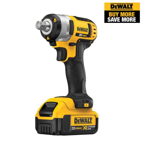 DEWALT 20-Volt MAX Cordless 1/2 in. Impact Wrench Kit with Hog Ring, (2) 20-Volt 4.0Ah Batteries & Charger