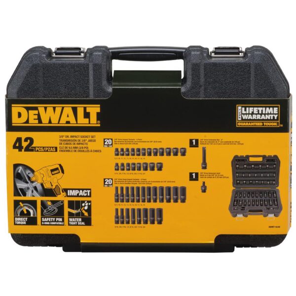 DEWALT 20-Volt MAX XR Cordless Brushless 3/8 in. Compact Impact Wrench, (2) 20-Volt 4.0Ah Batteries & 3/8 in. Impact Socket Set