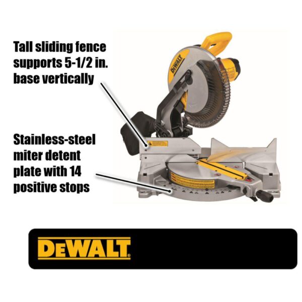 DEWALT 15 Amp Corded 12 in. Compound Single Bevel Miter Saw with 12 in. Miter Saw Blade 32-Teeth and 80-Teeth (4-Pack)