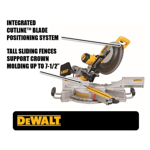 DEWALT 15 Amp Corded 12 in. Double Bevel Sliding Compound Miter Saw with XPS technology, Blade Wrench & Material Clamp