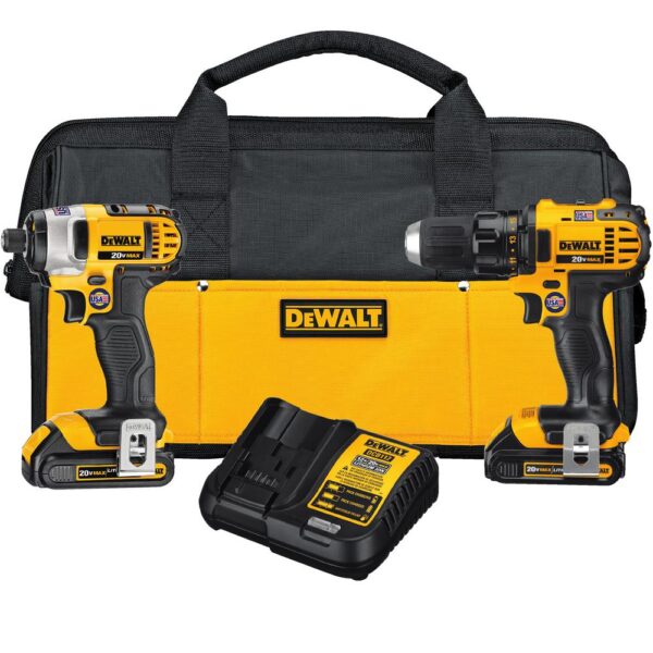 DEWALT 20-Volt MAX Cordless Drill/Impact Combo Kit (2-Tool) with (2) 20-Volt 1.5Ah Batteries, Charger & 4-1/2 in. Grinder