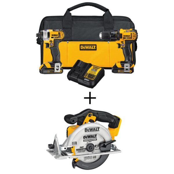 DEWALT 20-Volt MAX Cordless Drill/Impact Combo Kit (2-Tool) with (2) 20-Volt 1.5Ah Batteries, Charger & 6-1/2 in. Circular Saw