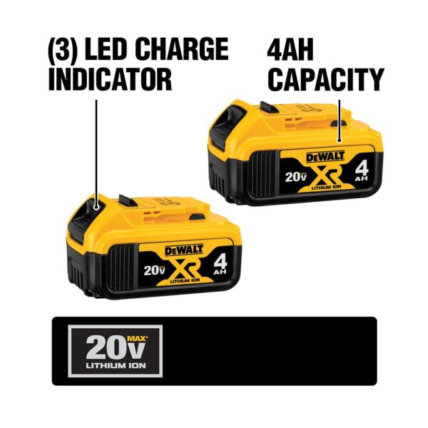 DEWALT 20-Volt MAX Cordless Impact Wrench, Impact Driver & Light Combo Kit (3-Tool) with (2) 20-Volt 4.0Ah Batteries & Charger