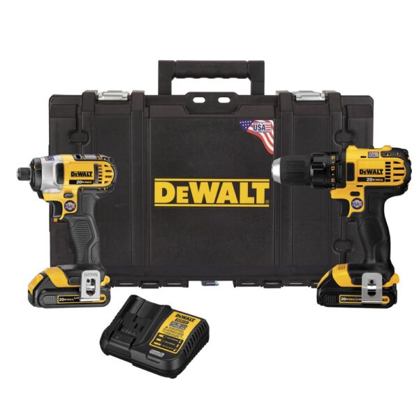 DEWALT 20-Volt MAX Lithium-Ion Cordless Drill Driver/Impact Driver Combo Kit (2-Tool) w/ (2) Batteries 1.5Ah, Charger and Case