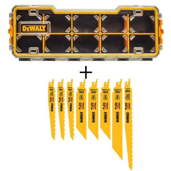 DEWALT FLEXVOLT Bi-Metal Reciprocating Saw Blade Set (8-Piece) with10-Compartment Pro Small Parts Organizers