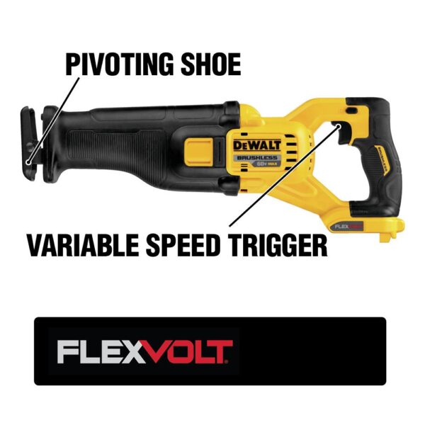 DEWALT FLEXVOLT 60-Volt MAX Cordless Brushless Reciprocating Saw with (2) FLEXVOLT 6.0Ah Batteries