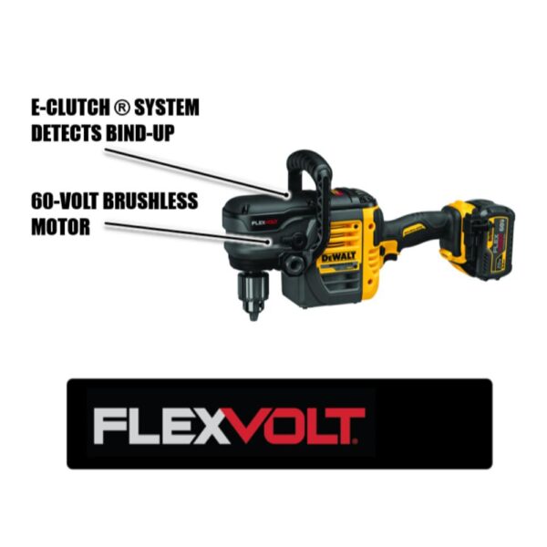 DEWALT FLEXVOLT 60-Volt MAX Cordless Brushless 1/2 in. Stud & Joist Drill with E-Clutch & (1) FLEXVOLT 6.0Ah Battery