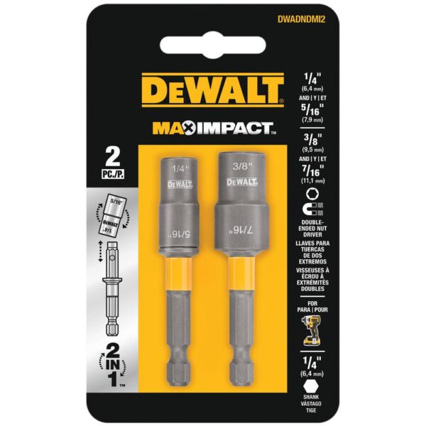 DEWALT MAX IMPACT Double Ended Carbon Steel Nut Driver (2-Pack)