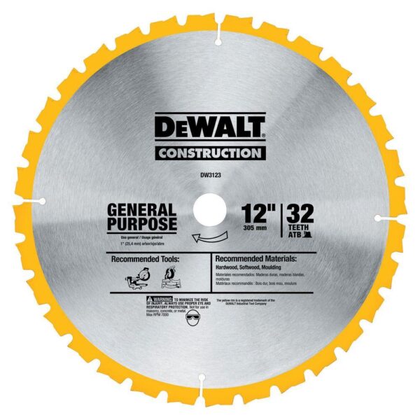 DEWALT Construction 12 in. 32-Teeth Thin Kerf Miter Slide Miter Blade