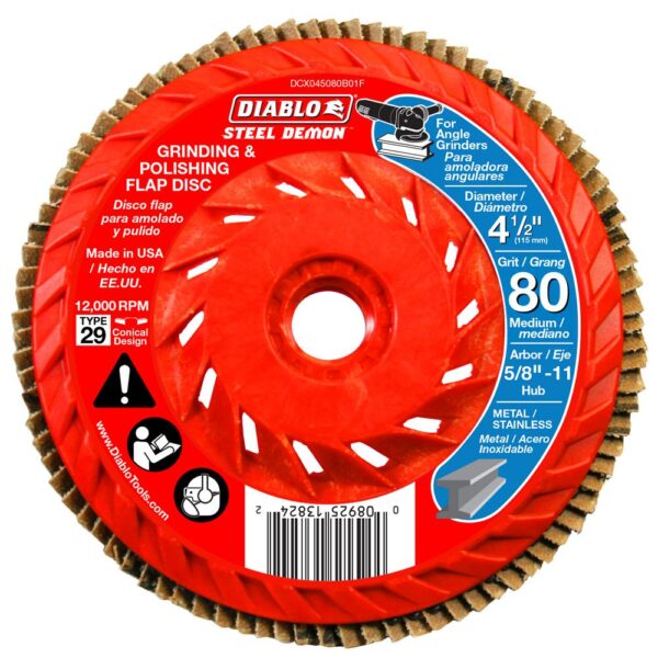 DIABLO 4-1/2 in. 80-Grit Steel Demon Grinding and Polishing Flap Disc with Integrated Speed Hub