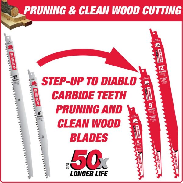 DIABLO 12 in. 5 Teeth per in. Fleam Ground/Pruning Reciprocating Saw Blade (5-Pack)