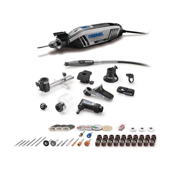 Dremel 4300 Series 1.8 Amp Variable Speed Corded Rotary Tool Kit with Mounted Light, 64 Accessories, 9 Attachments and Case