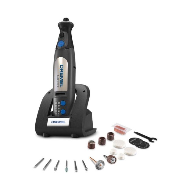 Dremel Micro 8-Volt MAX Variable Speed Cordless Rotary Tool Kit with Docking Station and 18 Accessories