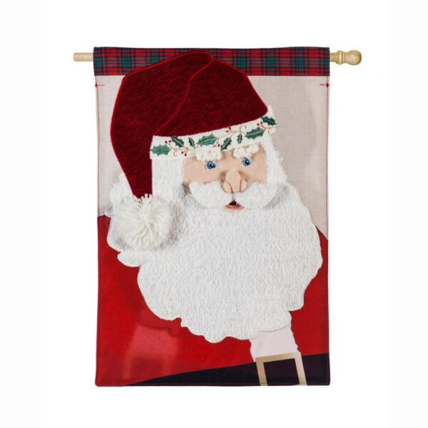 Evergreen 28 in. x 44 in. Santa Claus House Linen Flag