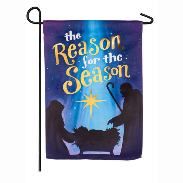 Evergreen 18 in. x 12.5 in. Reason for the Season Garden Suede Flag