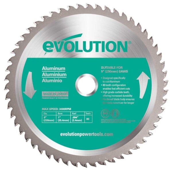 Evolution Power Tools 9 in. 80-Teeth Aluminum Cutting Saw Blade
