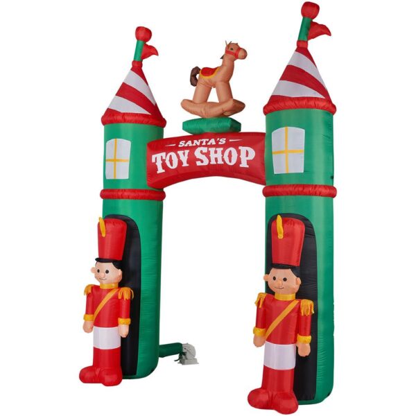 Fraser Hill Farm 10 ft. Santa's Toy Shop Archway Inflatable with Lights