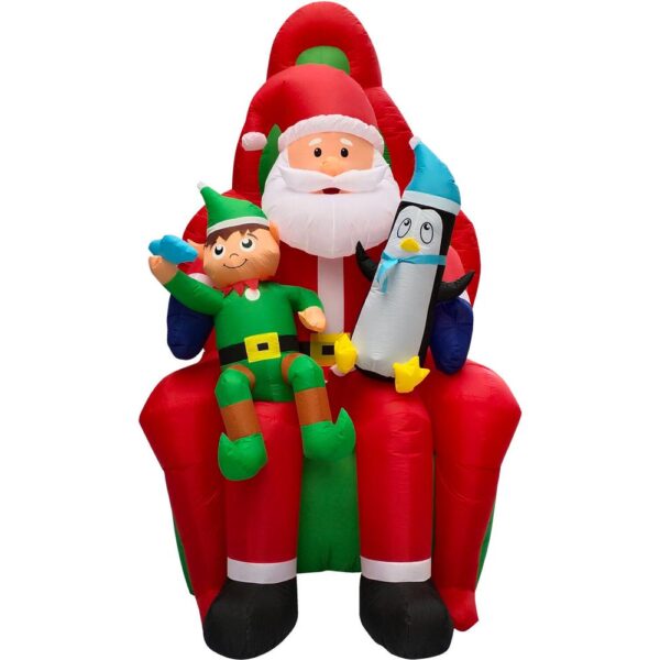 Fraser Hill Farm 10 ft. Pre-Lit Santa, Elf and Penguin Christmas Inflatable