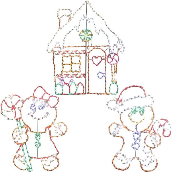 Fraser Hill Farm 5.5 ft. 862-Light Multi-Color Gingerbread Set Novelty Light (3-Piece)